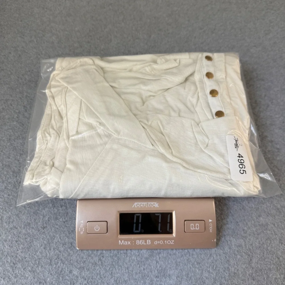 Nation LTD Ivory Cream Ruffle Top Long‎ Sleeve Button Back Blouse Size Large